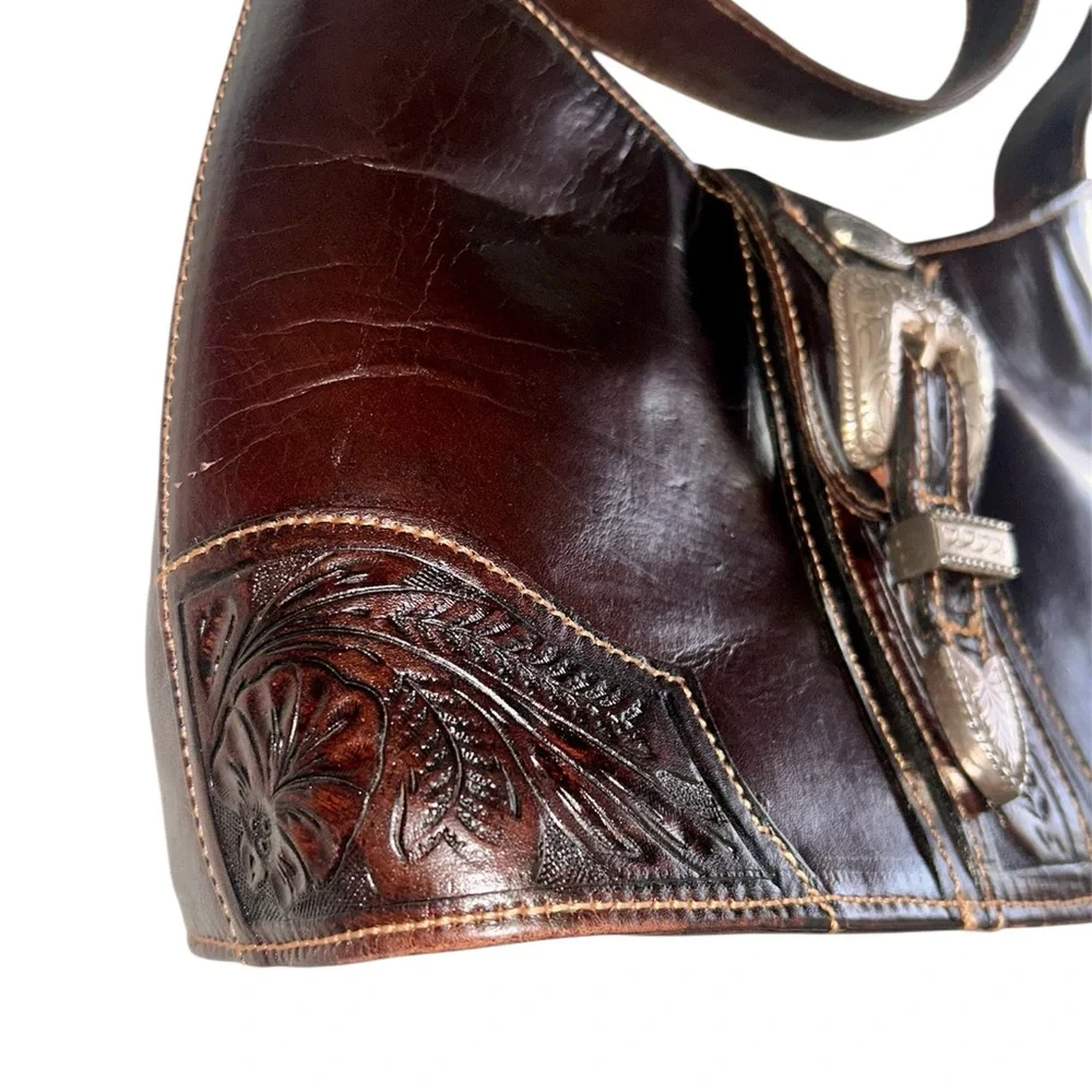 American West Brown Leather Shoulder Bag - Picture 6 of 13